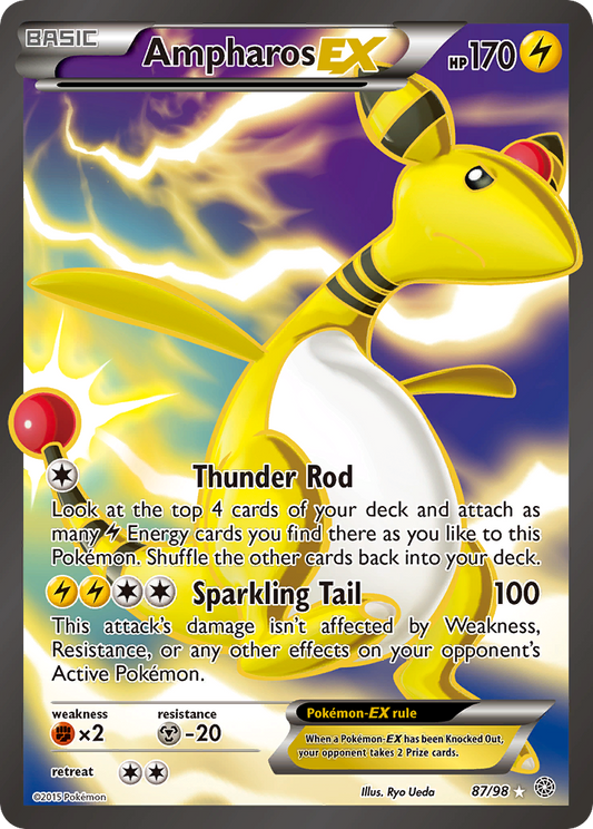 Ampharos-EX 87/98 Rare Ultra | Ancient Origins | Pokemon Card