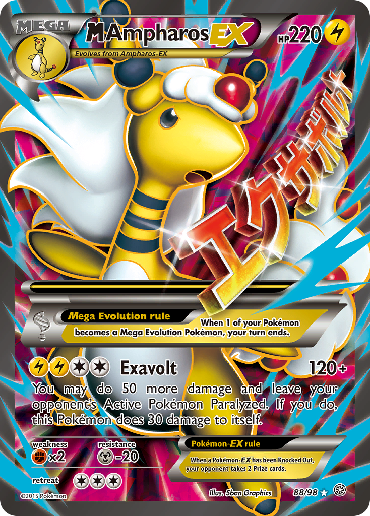 M Ampharos-EX 88/98 Rare Ultra | Ancient Origins | Pokemon Card