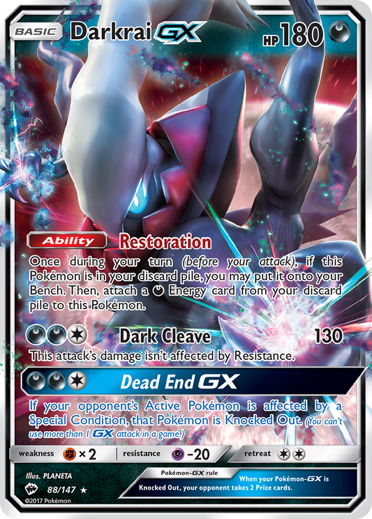 Darkrai-GX 88/147 Rare Holo GX | Burning Shadows | Pokemon Card