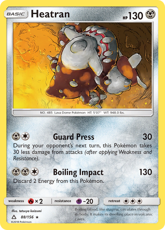 Heatran 88/156 Rare Holo | Ultra Prism | Pokemon Card