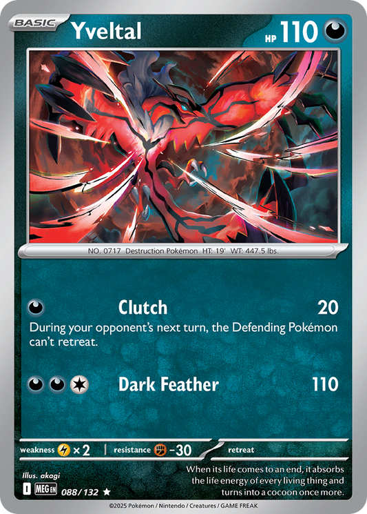 Yveltal 88/132 Rare | Mega Evolution | Pokemon Card