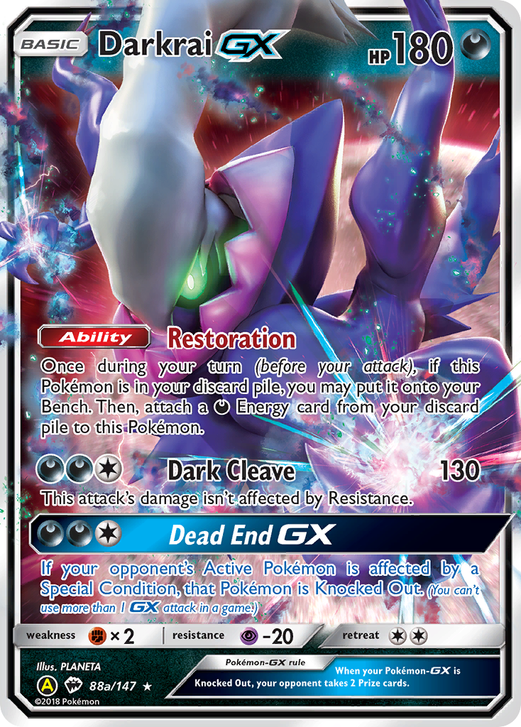 Darkrai-GX 88a/147 Rare Holo GX | Burning Shadows | Pokemon Card