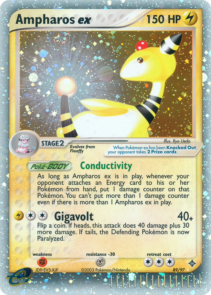 Ampharos ex 89/97 Rare Holo EX | Dragon | Pokemon Card