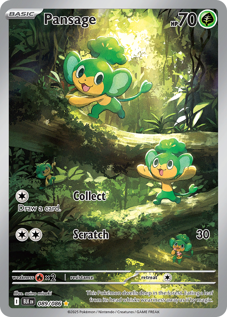 Pansage 89/86 Illustration Rare | Black Bolt | Pokemon Card