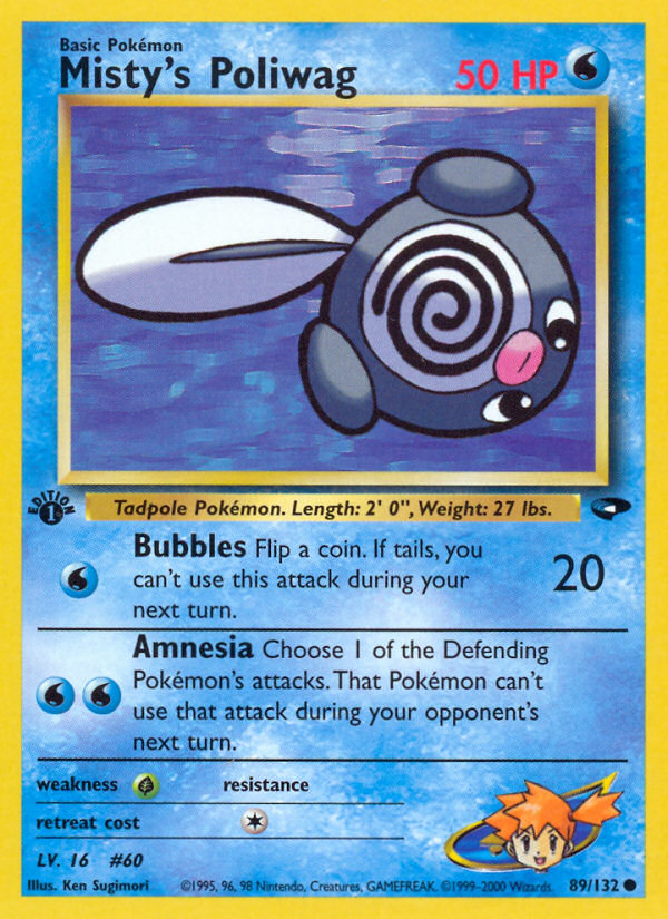 Misty's Poliwag 89/132 Common | Gym Challenge | Pokemon Card