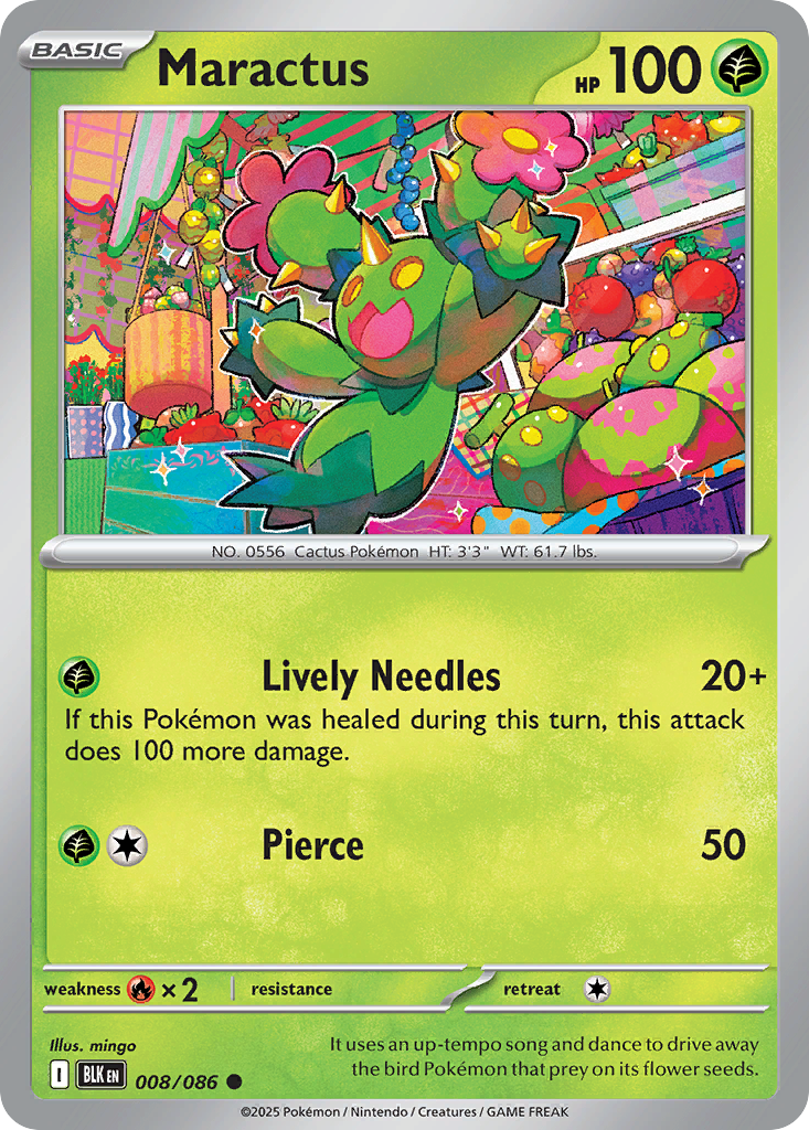 Maractus 8/86 Common | Black Bolt | Pokemon Card
