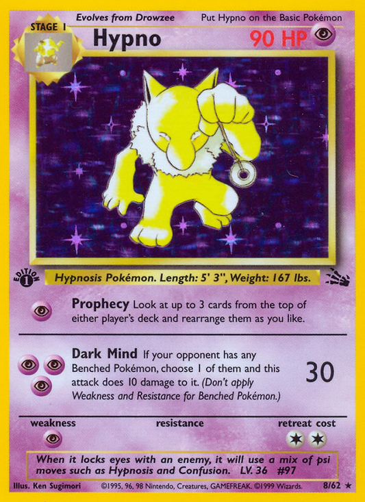 Hypno 8/62 Rare Holo | Fossil | Pokemon Card