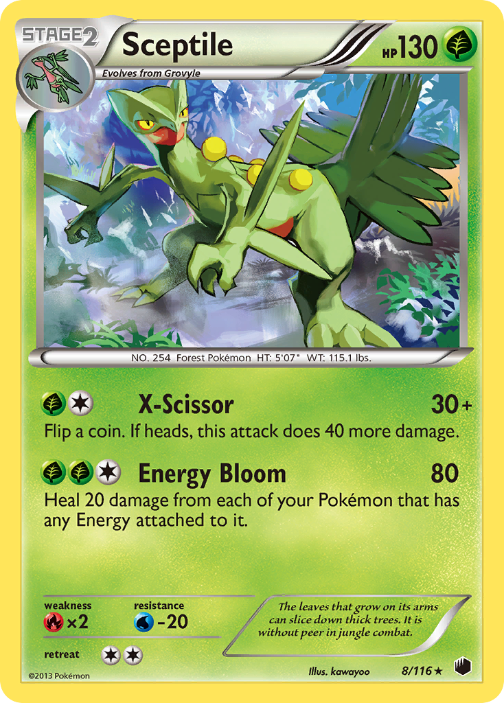 Sceptile 8/116 Rare Holo | Plasma Freeze | Pokemon Card