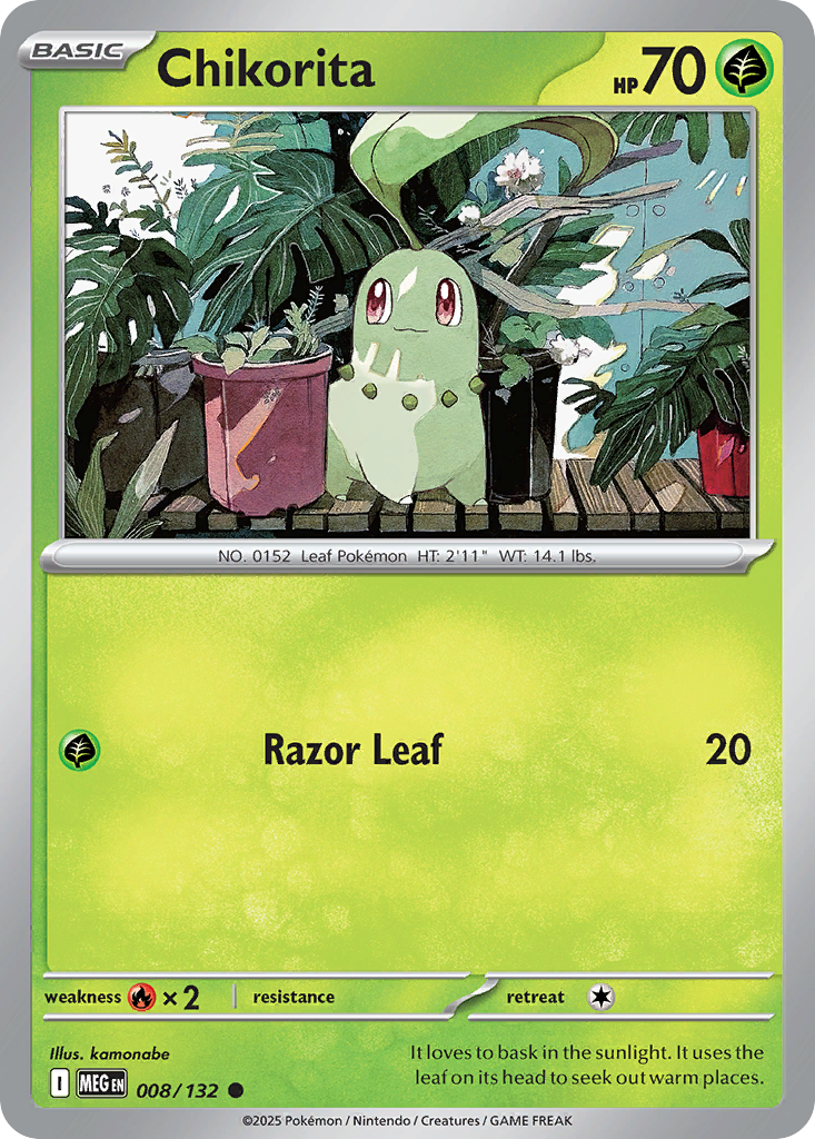 Chikorita 8/132 Common | Mega Evolution | Pokemon Card