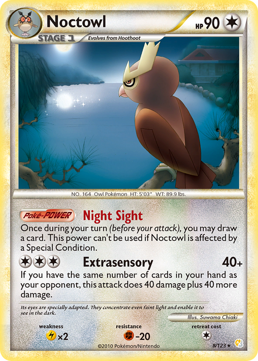 Noctowl 8/123 Rare Holo | HeartGold & SoulSilver | Pokemon Card
