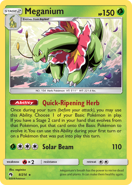 Meganium 8/214 Rare Holo | Lost Thunder | Pokemon Card