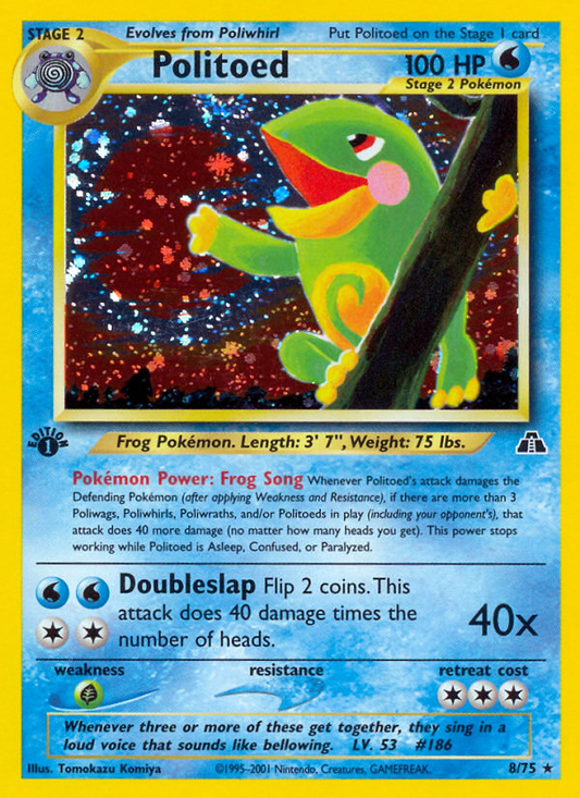 Politoed 8/75 Rare Holo | Neo Discovery | Pokemon Card