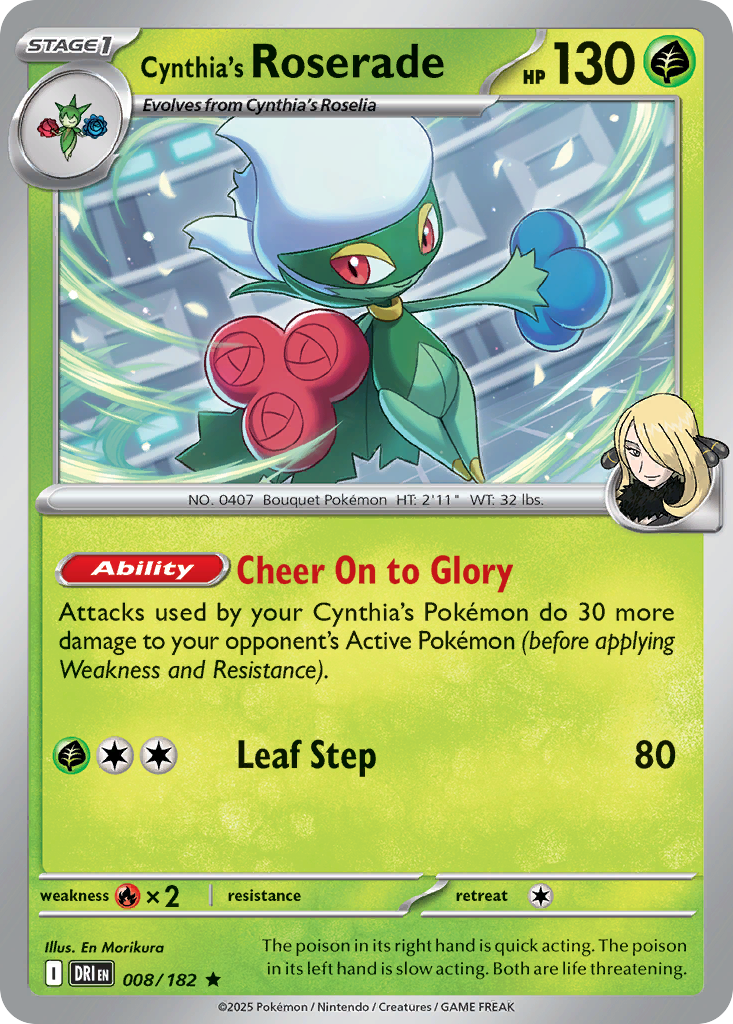 Cynthia's Roserade 8/182 Rare | Destined Rivals | Pokemon Card