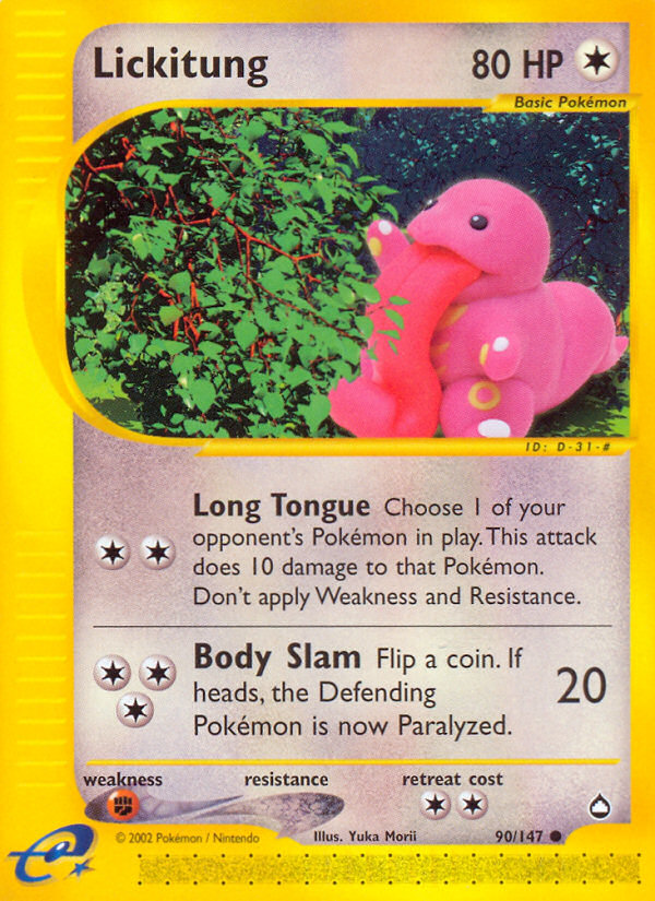 Lickitung 90/147 Common | Aquapolis | Pokemon Card
