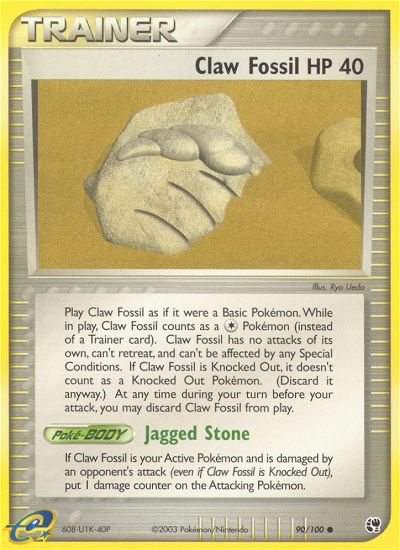 Claw Fossil 90/100 Common | Sandstorm | Pokemon Card