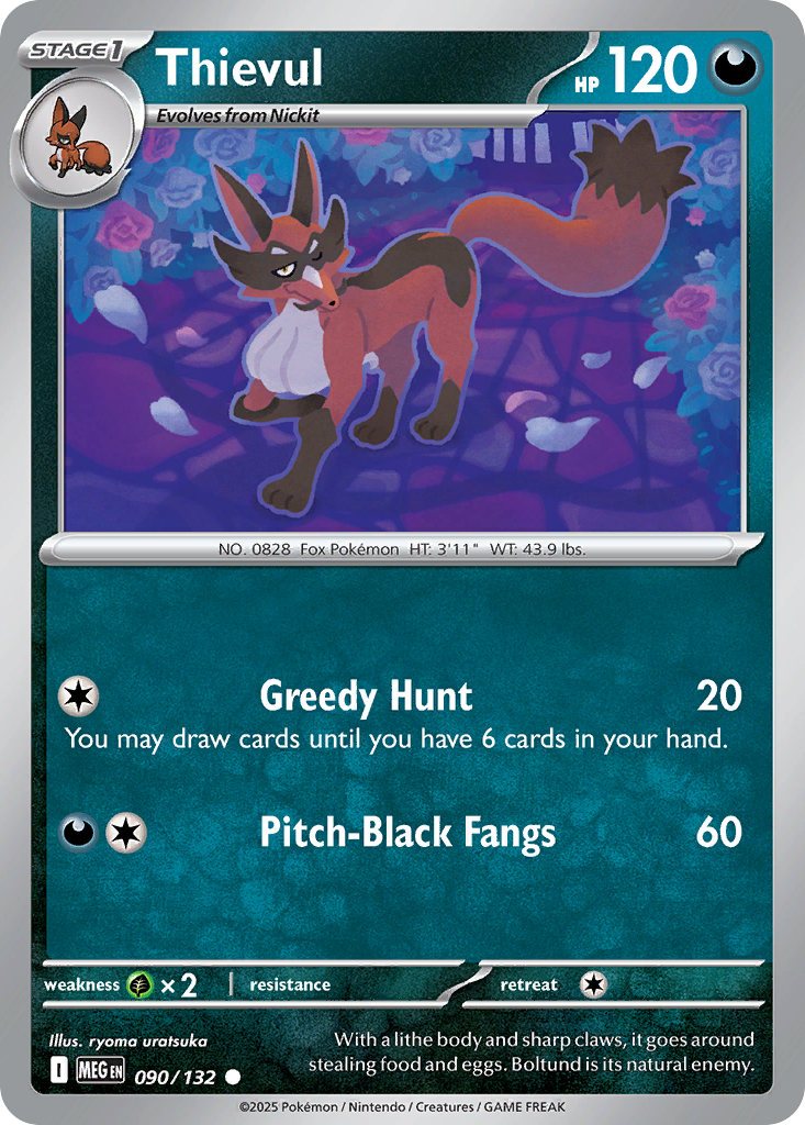 Thievul 90/132 Common | Mega Evolution | Pokemon Card