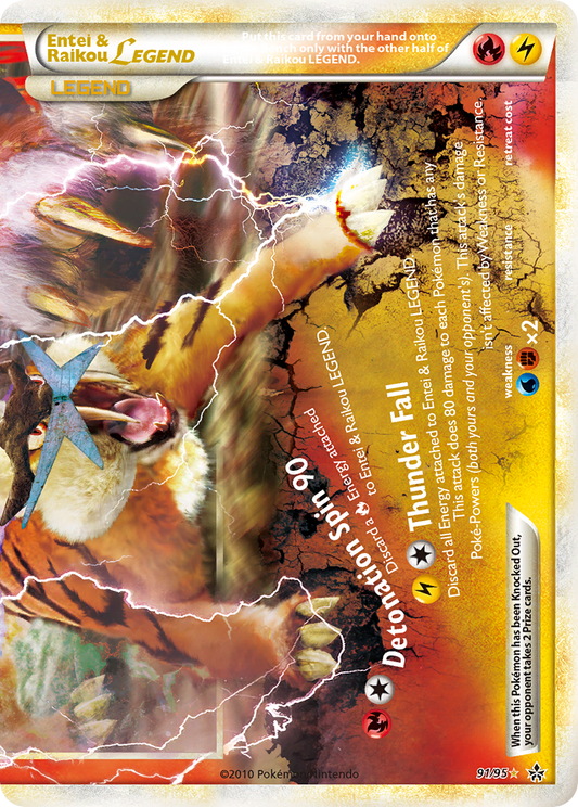 Entei & Raikou LEGEND 91/95 LEGEND | HS—Unleashed | Pokemon Card