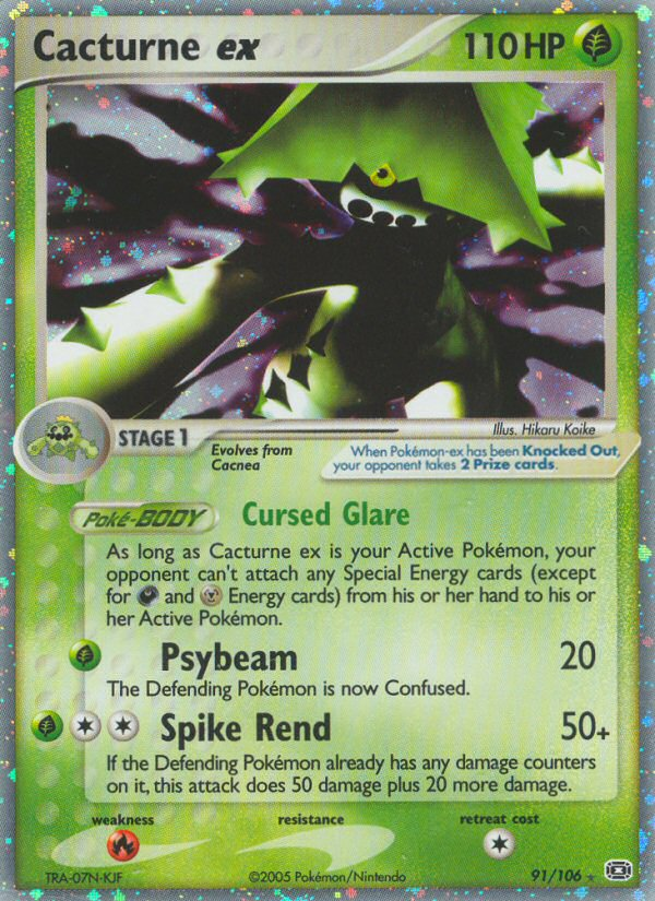 Cacturne ex 91/106 Rare Holo EX | Emerald | Pokemon Card