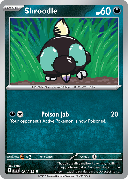 Shroodle 91/132 Common | Mega Evolution | Pokemon Card