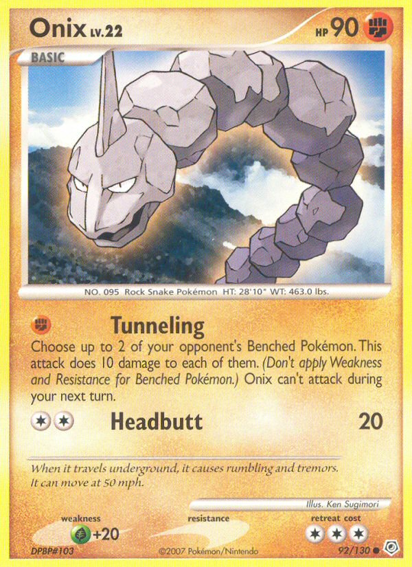 Onix 92/130 Common | Diamond & Pearl | Pokemon Card