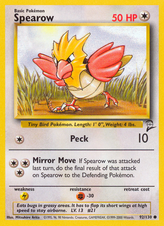 Spearow 92/130 Common | Base Set 2 | Pokemon Card