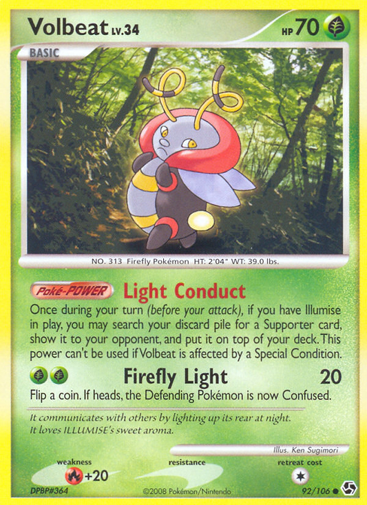 Volbeat 92/106 Common | Great Encounters | Pokemon Card