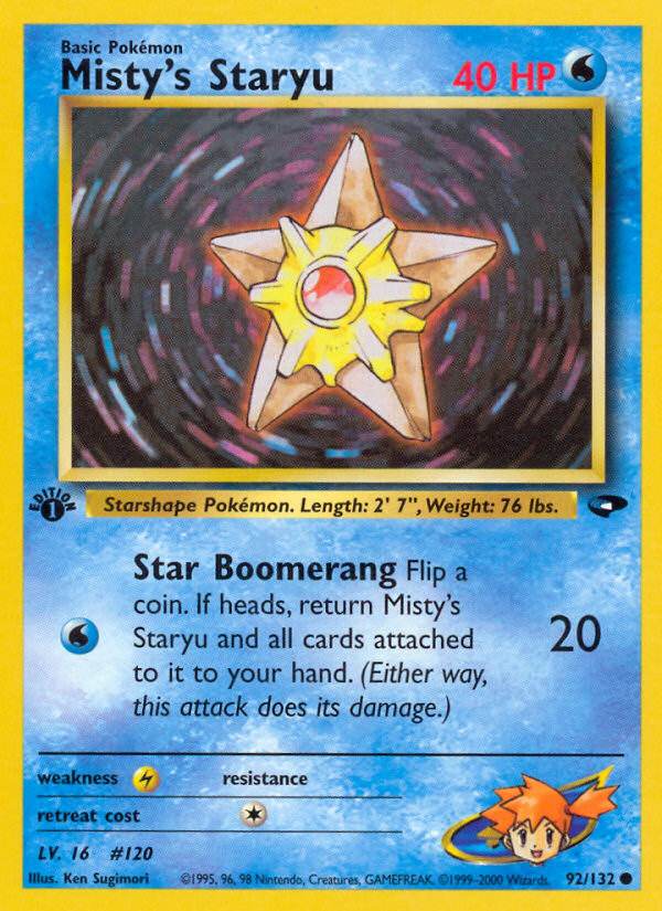 Misty's Staryu 92/132 Common | Gym Challenge | Pokemon Card