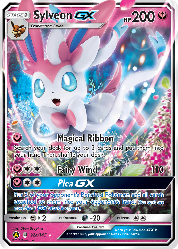 Sylveon-GX 92a/145 Rare Holo GX | Guardians Rising | Pokemon Card