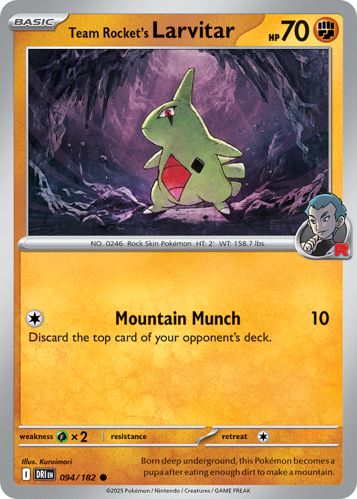 Team Rocket's Larvitar 94/182 Common | Destined Rivals | Pokemon Card