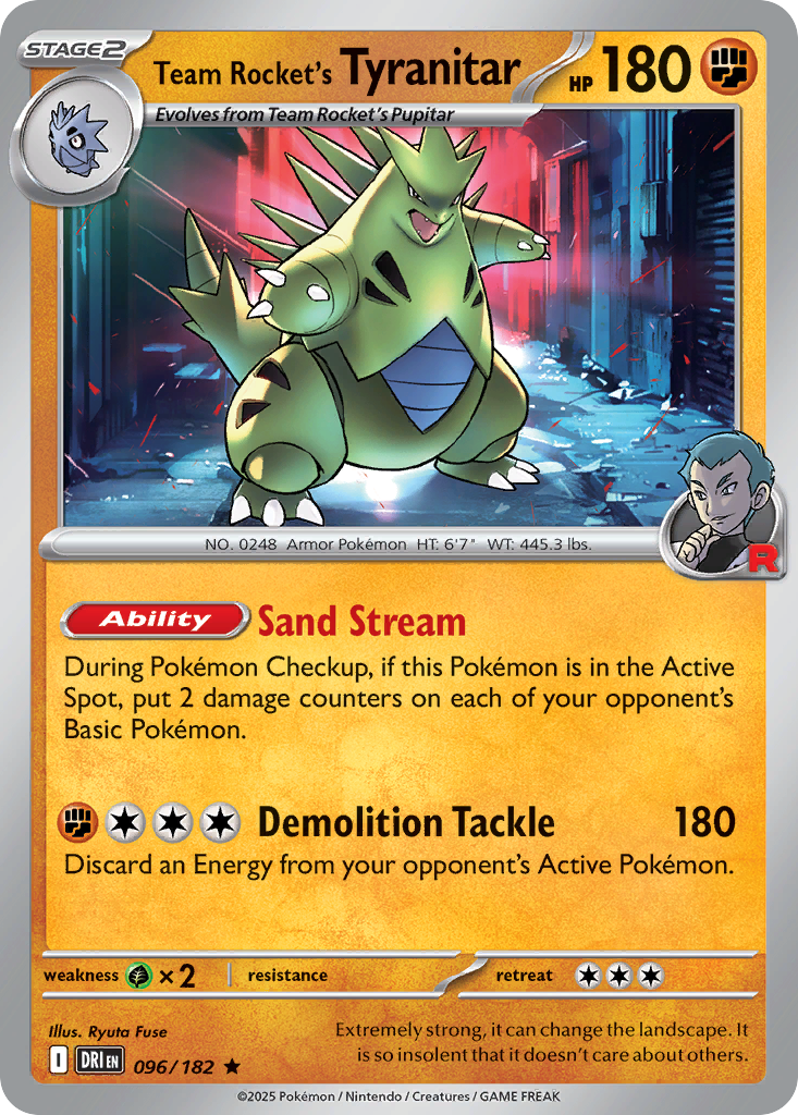 Team Rocket's Tyranitar 96/182 Rare | Destined Rivals | Pokemon Card