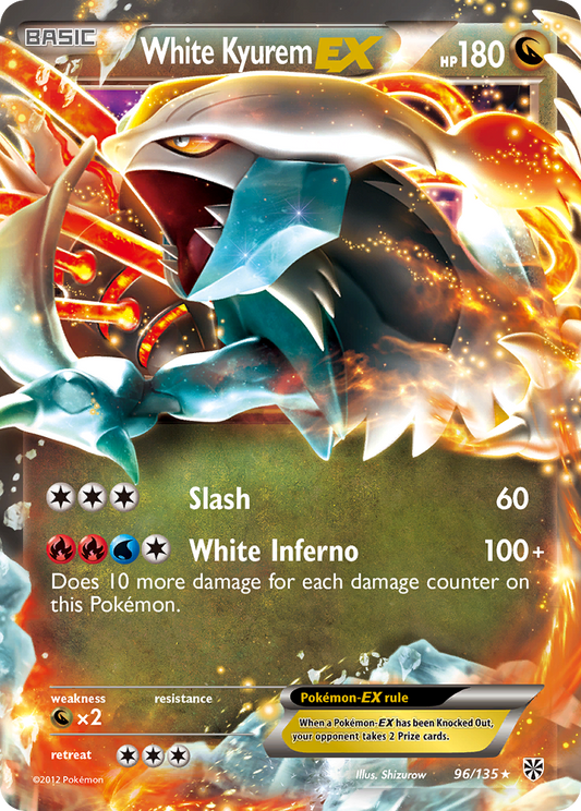 White Kyurem-EX 96/135 Rare Holo EX | Plasma Storm | Pokemon Card