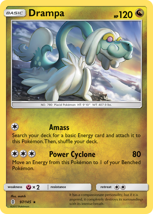 Drampa 97/145 Rare Holo | Guardians Rising | Pokemon Card