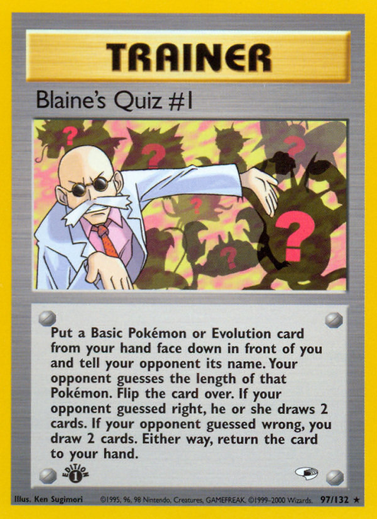 Blaine's Quiz #1 97/132 Rare | Gym Heroes | Pokemon Card