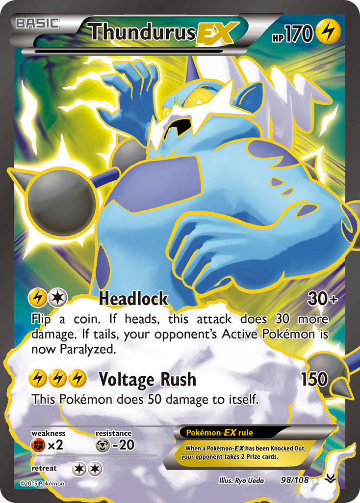 Thundurus-EX 98/108 Rare Ultra | Roaring Skies | Pokemon Card