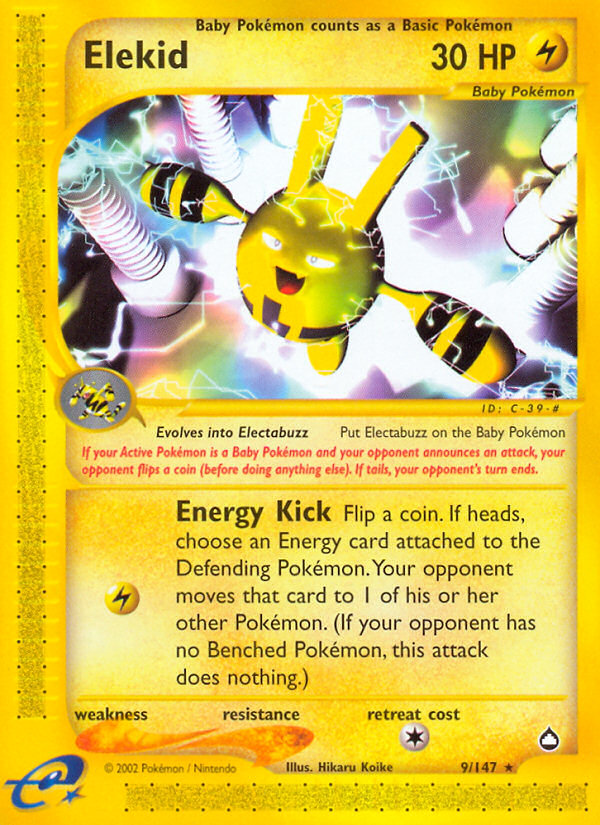 Elekid 9/147 Rare | Aquapolis | Pokemon Card