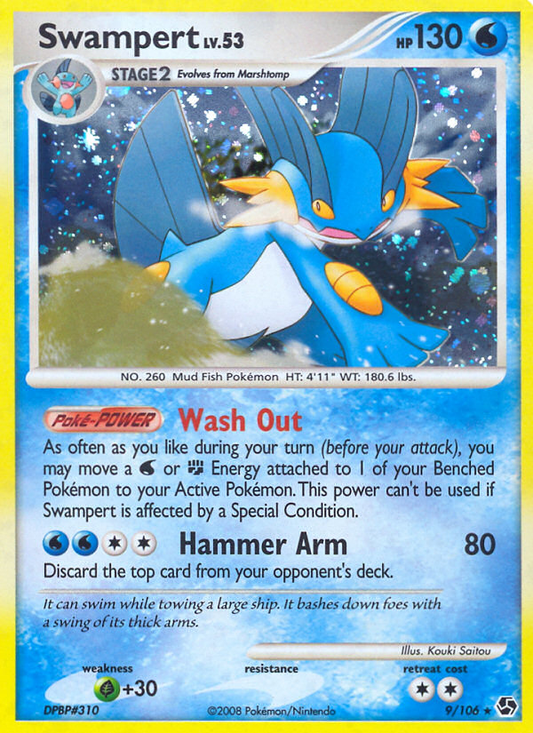 Swampert 9/106 Rare Holo | Great Encounters | Pokemon Card