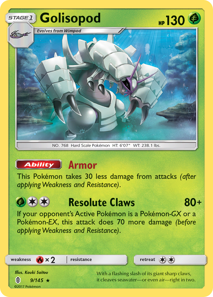Golisopod 9/145 Rare Holo | Guardians Rising | Pokemon Card