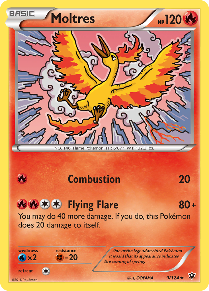 Moltres 9/124 Rare | Fates Collide | Pokemon Card