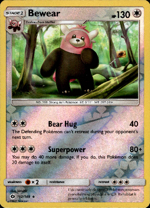 Bewear 112/149 Reverse Holo | Sun & Moon | Pokemon Card