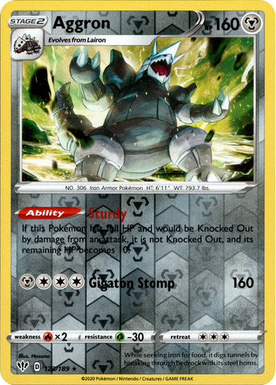 Aggron 123/189 Reverse Holo | Darkness Ablaze | Pokemon Card
