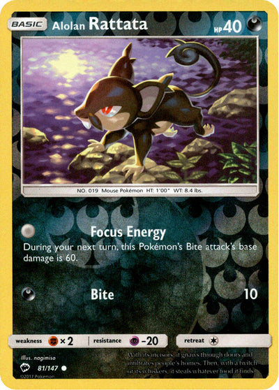 Alolan Rattata 81/147 Reverse Holo | Burning Shadows | Pokemon Card