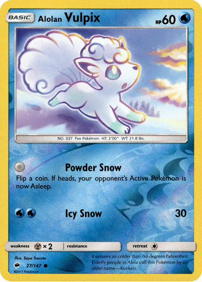 Alolan Vulpix 27/147 Reverse Holo | Burning Shadows | Pokemon Card