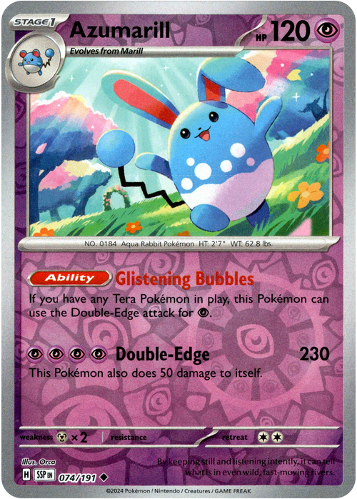 Azumarill 74/191 Reverse Holo | Surging Sparks | Pokemon Card