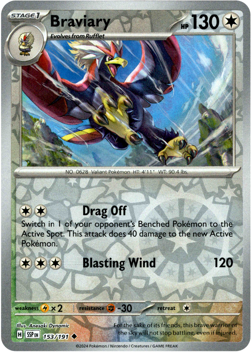 Braviary 153/191 Reverse Holo | Surging Sparks | Pokemon Card