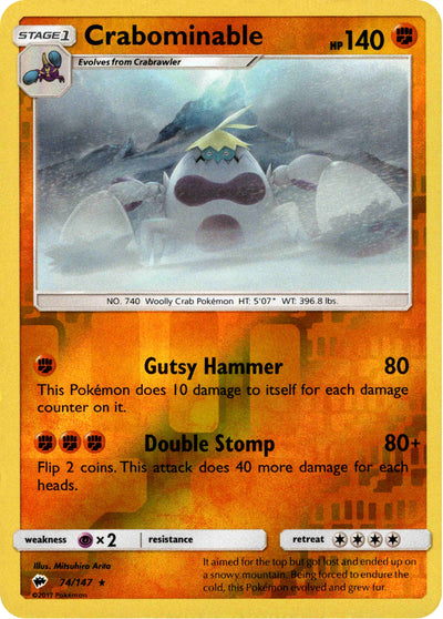 Crabominable 74/147 Reverse Holo | Burning Shadows | Pokemon Card