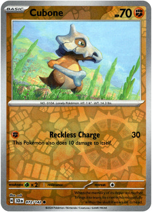 Cubone 72/142 Reverse Holo | Stellar Crown | Pokemon Card