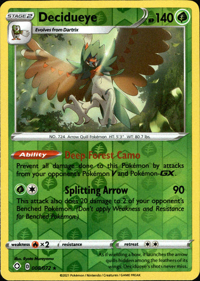 Decidueye 8/72 Reverse Holo | Shining Fates | Pokemon Card