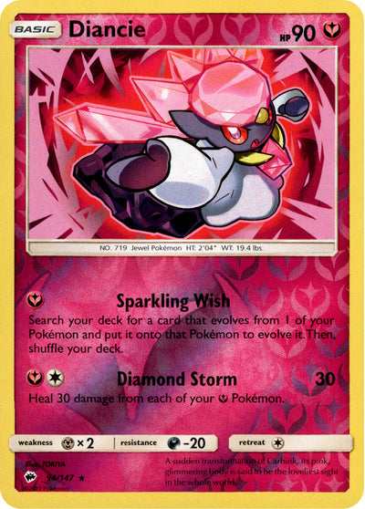 Diancie 94/147 Reverse Holo | Burning Shadows | Pokemon Card