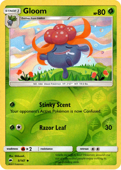 Gloom 5/147 Reverse Holo | Burning Shadows | Pokemon Card
