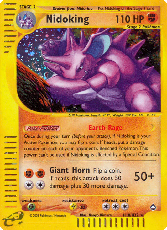 Nidoking H18/147 Rare Holo | Aquapolis | Pokemon Card